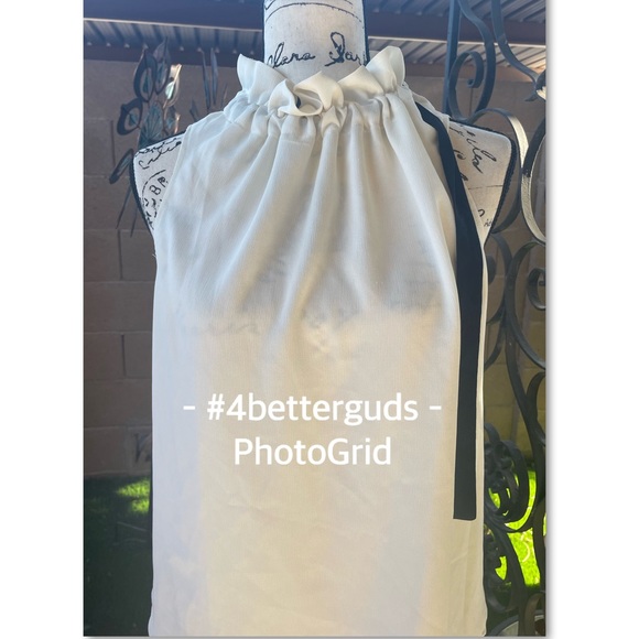 Ann Taylor Adjustable Tie Neck Flowy Ivory Sleeveless Oversized Top Size XS-Med - Picture 2 of 14